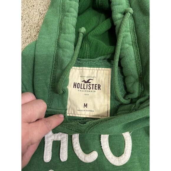 HOLLISTER Hoodie Green Sherpa Lined Jacket Spell Out Y2K 2000’s MEDIUM Soft - Picture 6 of 9